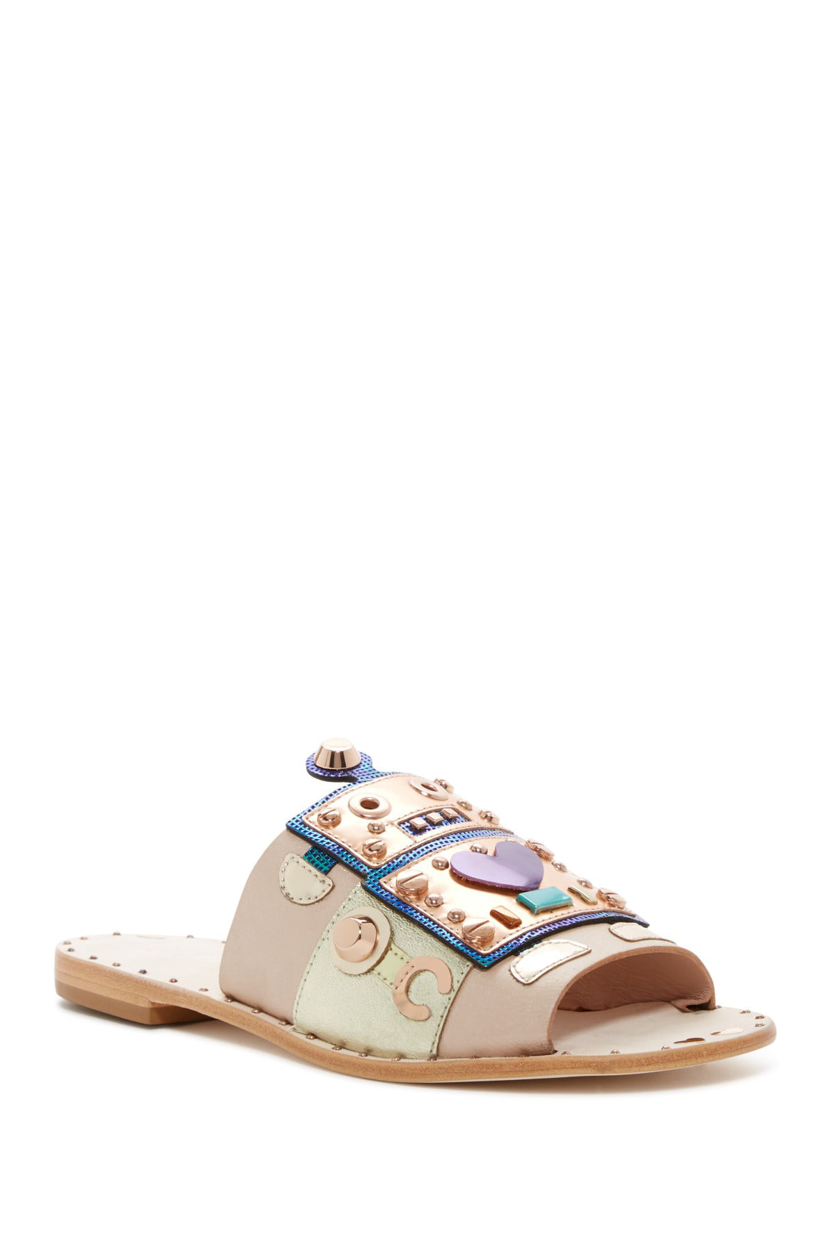 Ivy Kirzhner Bobby Blush Embellished Luxe Kidsuede Slip-On Mule Slide Sandal