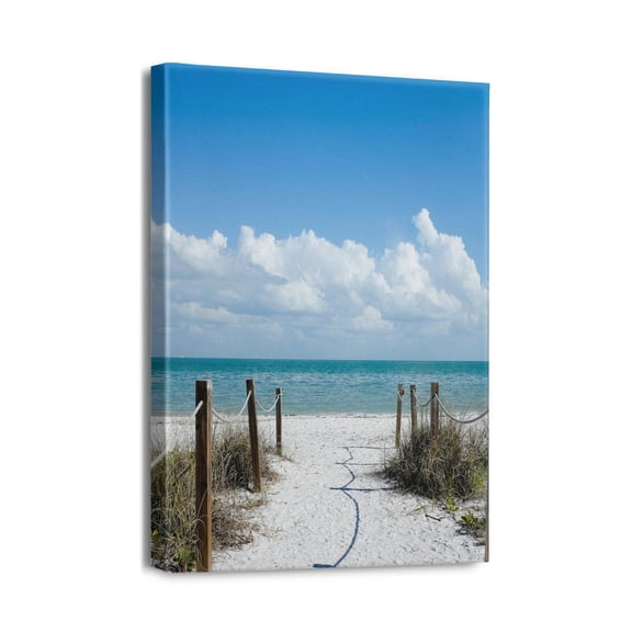 Tropical Haven Ready to Hang, 12X16inch Beach Seascape Painting, Captivating Sea Nature Pictures on Canvas, Perfect Wall Art for Living Room, Bedroom, Office Décor, or Home Enhancement