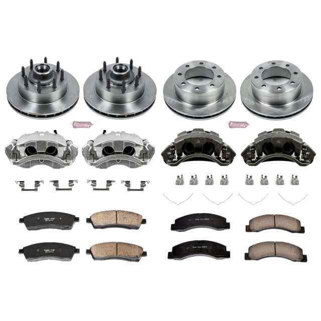 PowerStop Front and Rear Stock Replacement Brake Pad and Rotor Kit with Calipers Fits: FORD Select Models KCOE1892A