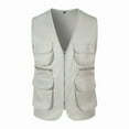 thumbnail image 3 of Men's Fishing Vest Zip Front Sleeveless Jacket Cargo Vest Jacket Multi Pockets for Summer Travel Outdoor Work Photo Cargo White 2Xl by Awwp, 3 of 4