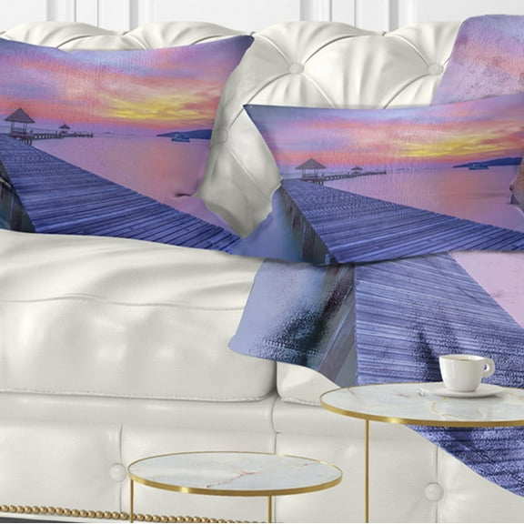 Designart 12" x 20" Pier & Bridge Polyester Throw Pillow