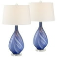 thumbnail image 2 of Possini Euro Design Taylor 29" Tall Teardrop Modern End Table Lamps Set of 2 Blue Art Glass Living Room Bedroom (Colors May Vary), 2 of 9