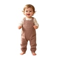 thumbnail image 4 of BOOMNY Toddler Girls Overalls Solid Sleeveless Jumpsuits for Kids Soft Baggy Fall Playsuits, 4 of 6