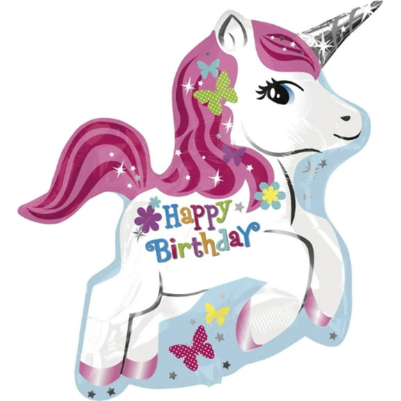 27" HAPPY BIRTHDAY UNICORN Balloon  Large Shape Foil Mylar Balloon  Party Supplies Decorations Foil Mylar Balloon