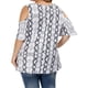 thumbnail image 2 of Camisa de mujer Blusa de manga corta con hombros descubiertos y estampado floral, gris, 4XL Sweethay AP002473-09, 2 of 6