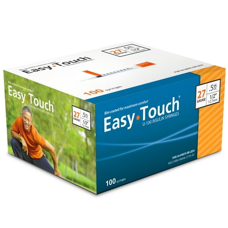 Easy Touch Diabetic Syringes, U-100, 27g .5cc 1/2″ (12.7mm), 827555