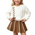thumbnail image 3 of ITSAME Girls Outfit Set Knit Long Sleeve Pullover Top and Skirt 2-Piece Fall Winter Comfy Casual Set Coffee Size 2T, 3 of 6