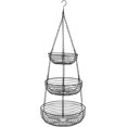 thumbnail image 1 of Hanging Fruit Basket, 3 Tier Wire Swinging Hanging Fruit Hammock Bowl Basket Rack Kitchen Storage, Round Fruit Bowl Racks Iron Hanging Storage Rack for Keeps Fruits and Veg Fresh (33â€œ/84cm), 1 of 7