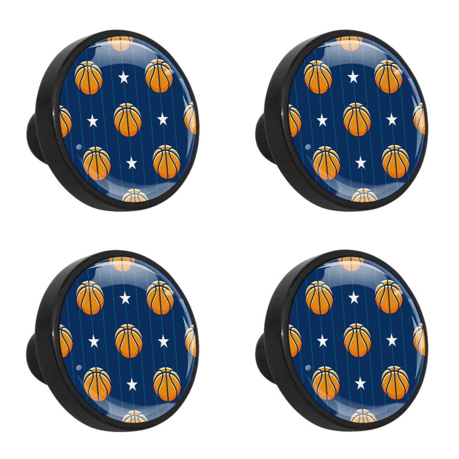 4 Pcs Basketball Stars Stripe Knobs for Kitchen Cupboard
