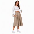 thumbnail image 4 of Women's Knit A-Line Midi Skirt with Side Pockets Elastic High Waist Loose Fit Casual Skirt for Work Daily Wear, 4 of 7