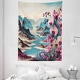 thumbnail image 2 of Ambesonne Lake Tapestry Wall Hanging, Orchids Earthy Cliff Mountains, 60"x80", Pale Purple and Sea Blue, 2 of 3