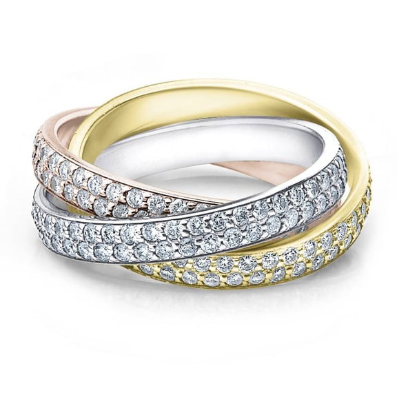 Pompeii 14k Tri Gold 2 5/8ct Rolling Ring Diamond Eternity Wedding Band Lab Grown (G/H,SI)