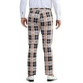 thumbnail image 3 of INSPIRE CHIC Men's Pants Plaid Elastic Waist Stretch Flat Front Dress Pants 30 Black Orange, 3 of 5