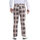 thumbnail image 3 of Pantalones de vestir planos elásticos de cintura con estampado de cuadros para hombres INSPIRE CHIC 28 Negro Naranja, 3 of 5