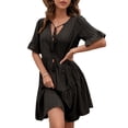 thumbnail image 1 of Vestido De Manga Con Volantes, Vestido De Manga Corta Con Lazo En El Cuello Botón Elegante A La Moda Para Fiesta De Verano ANGGREK Otros, 1 of 6