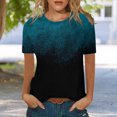 thumbnail image 2 of B91xZ Blouse Mode Grande Taille pour Femmes Col Rond Ajustée Basique, Bleu S, 2 of 4