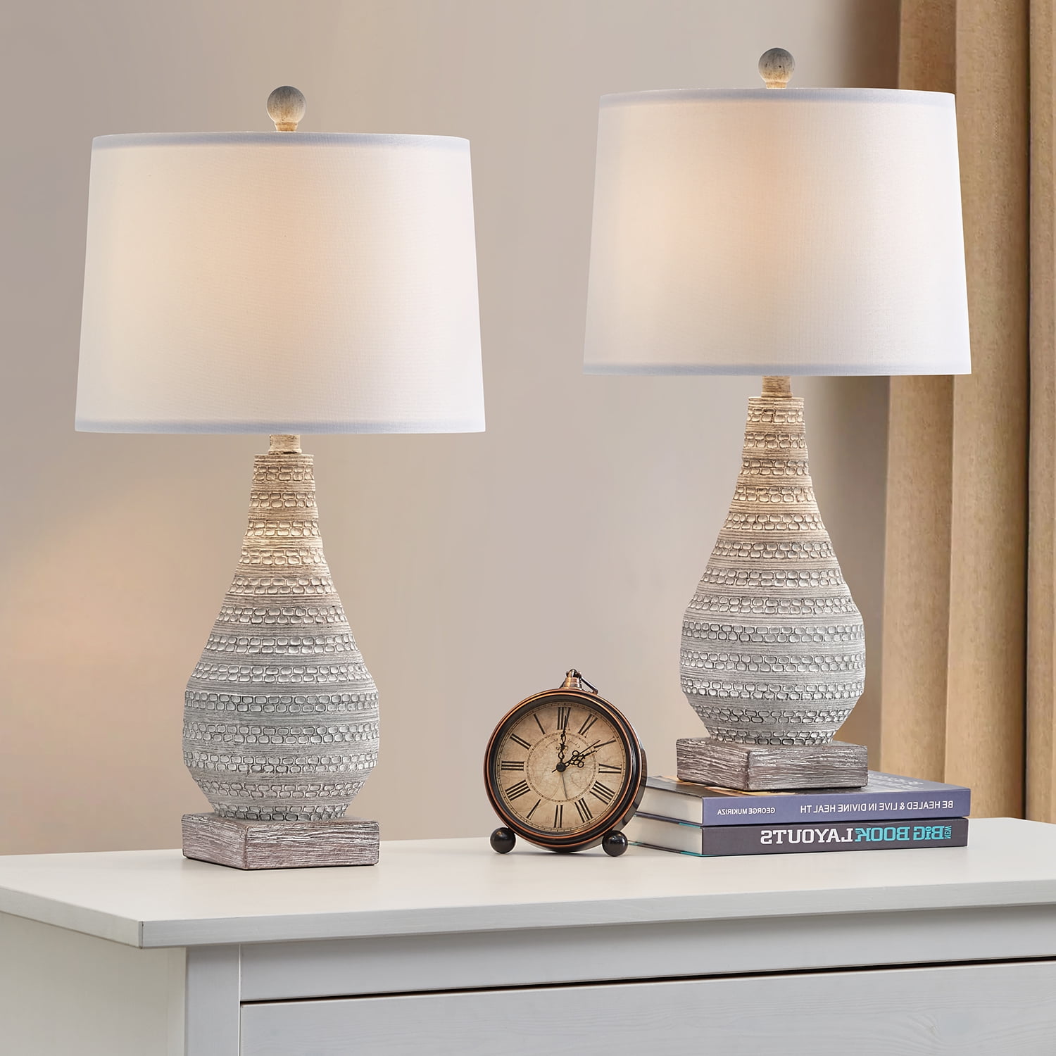 Oneach Resin Table Lamps Set of 2 Traditional 24.8" Farmhouse Bedside