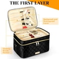 thumbnail image 2 of Makeup Bag Large Makeup Case for Women Organizer for Lots of Brushes Double Layer with Strap Cosmetic Bags, 2 of 9