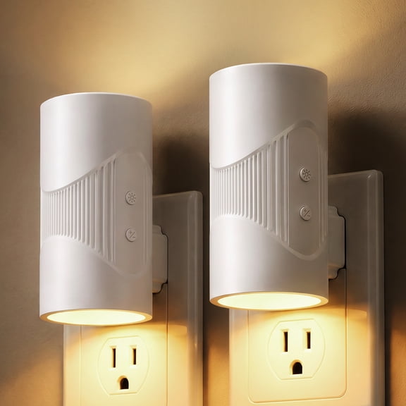 2-Pack LED Night Lights Plug into Wall, 0-100LM Dimmable Wall Nightlight with Auto Dusk-to-Dawn Sensor and Energy-Saving, 3-Color Temperature Plug in Lights for Bedroom, Hallway, Bathroom, Stairs