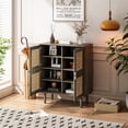 thumbnail image 2 of Modern Sideboard Buffet Accent Storage Cabinet with 4 Rattan Mesh Doors And 8 Compartments, Cupboard Console Table For Hallway, Entryway, Kitchen, 2 of 9