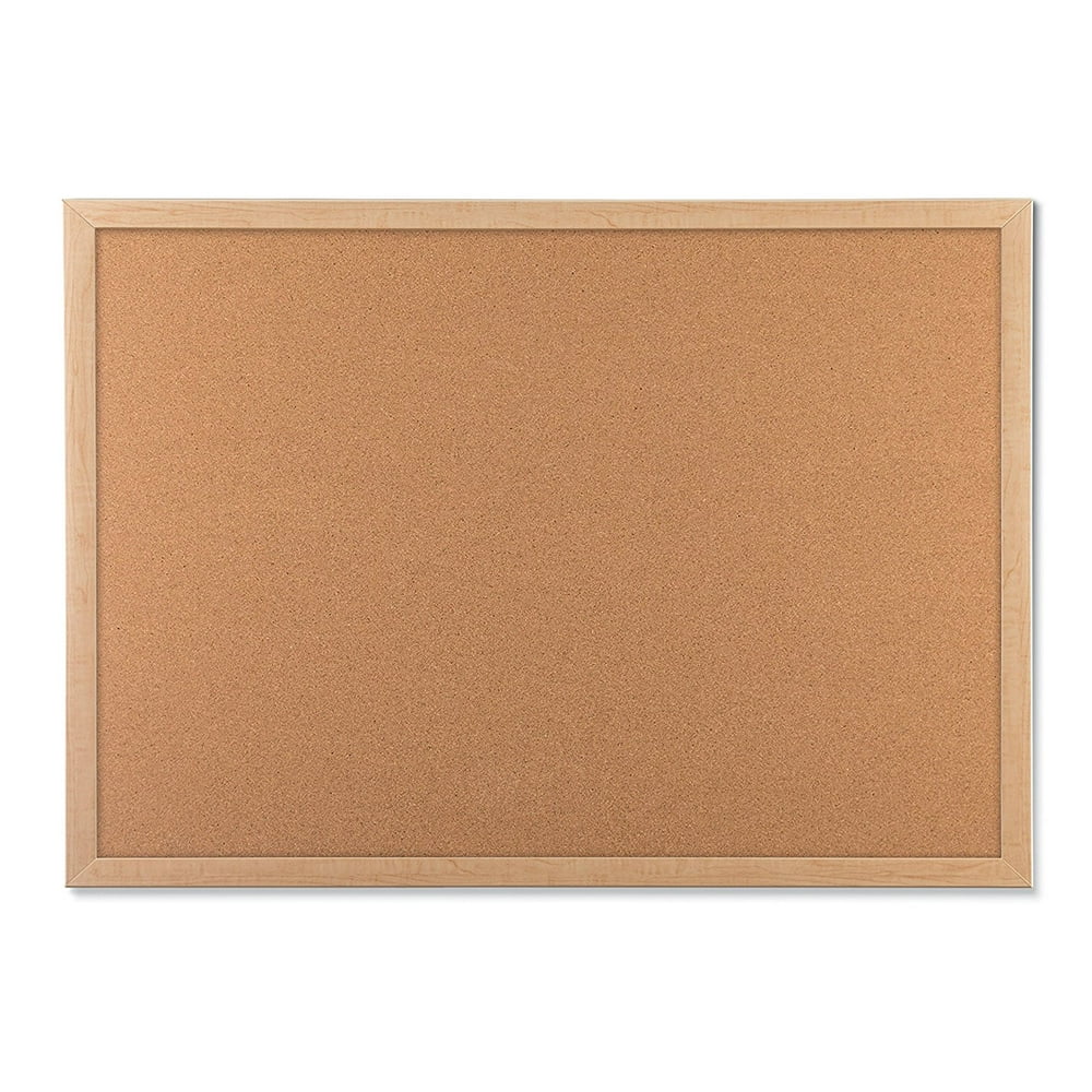U Brands Cork Bulletin Board, 24" x 18", Birch Pattern MDF Frame, 2025U