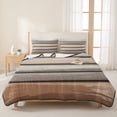 thumbnail image 3 of Full Quilt Set 78''x90'', Brown Beige Stripes Lightweight Bedspread Coverlet Set with 2 Pillow Shams, Geometric Painting Neutral Textured Breathable All Season Quilt Bedding for Bedroom/Guest Room, 3 of 9