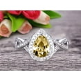 thumbnail image 1 of 10k White Gold 2 Carat 8x5mm Pear Shape Champagne Diamond Moissanite Engagement Rings With Halo, 1 of 5