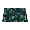 thumbnail image 1 of YFYANG Washable Heat-Resistant Placemats, 70% PVC/30% Polyester, Spring Green Leaves Pattern Kitchen Table Mat, 12" x 18" 6 Piece, 1 of 6