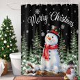thumbnail image 3 of Extra Long Shower Curtain 72x96 Inch, Black Christmas Snowman Shower Curtain Waterproof Bathroom Decor, Xmas Tree Snowflake Merry Christmas Fabric Bath Curtain Set Accessories with Hooks, 3 of 8