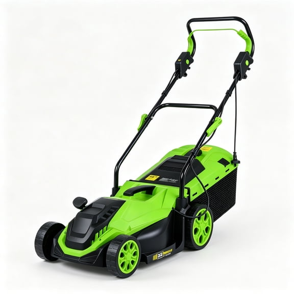 ENTU Green Corded Push Lawn Mower Electric Walk‑Behind Mower with Height Adjustment and Grass Bag for Small Yard Lawn Care