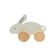 Pearhead Push and Pull Montessori Wooden Toy Bunny on Wheels, Gender-Neutral, Gray
