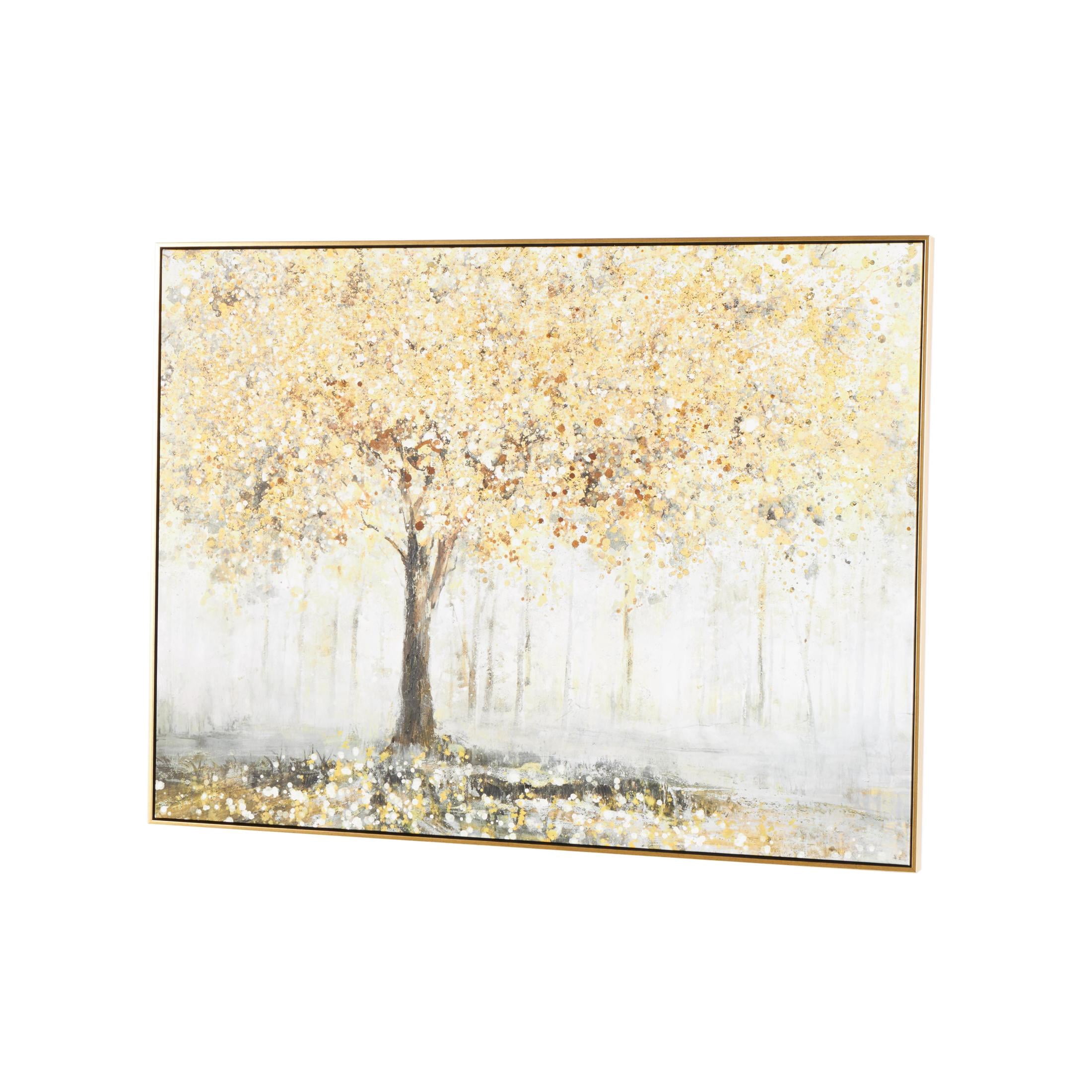 47" x 36" Paint Splatter Forest Landscape Framed Wall Art, by DecMode