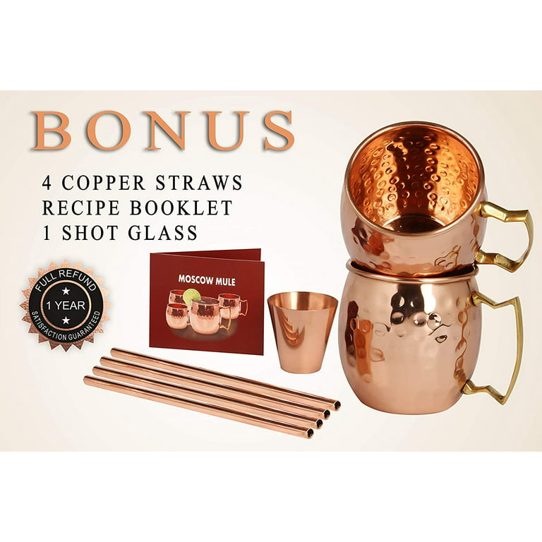 Copper straws - 100% copper drinking straws set of 4 - standard size 6.7  (17 cm) - Best size for your Moscow Mule copper mug - pure premium copper