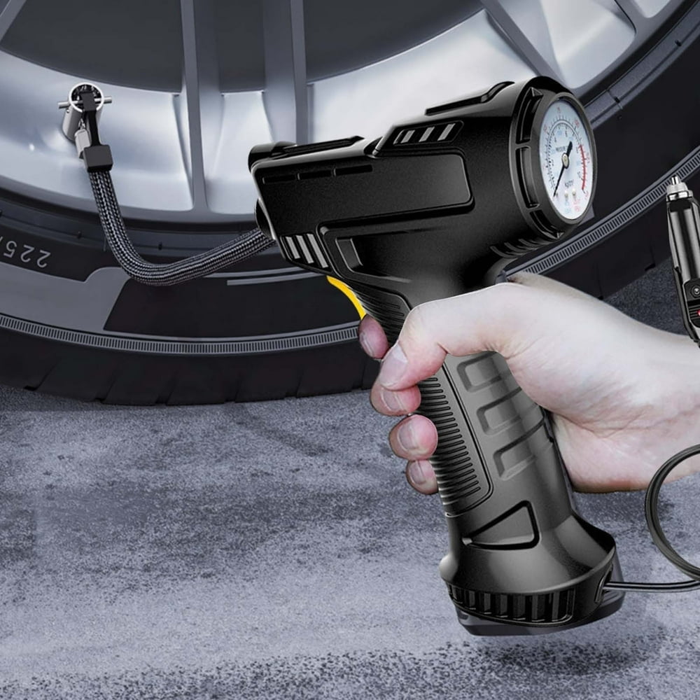 MesaSe Car Accessories Tire Inflator Portable Air Compressor  150PSI Tire Inflator Portable A-ir Compressor Pump For Car Tires 12V Auto Tire Pump Gauge With Emergency LED Light