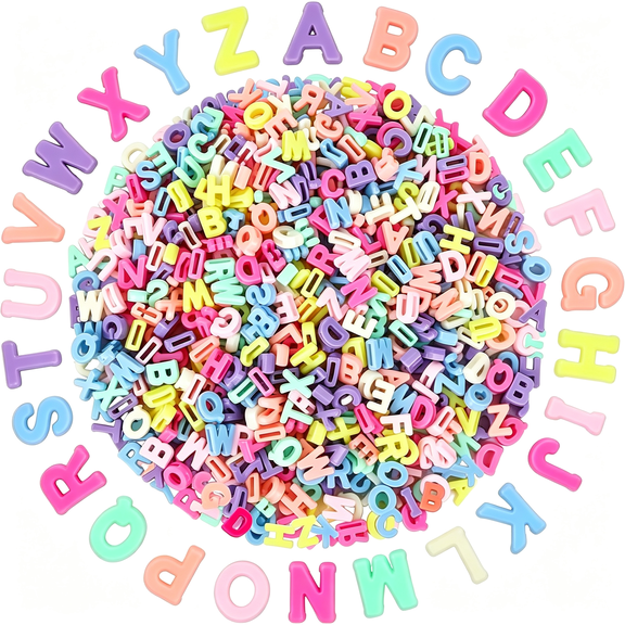DESIGNICE 700Pcs Large Alphabet Letter Beads for Chunky Jewelry Crafts | Colorful Acrylic Plastic,Ideal for Keychains Bracelets and Shoelaces, Large Hole Shape for Easy Threading,700Pcs 9X12Mm Mix