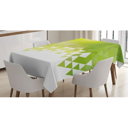 Green Tablecloth Triangular Abstract Pattern Design Geometrical Green Tablecloth Triangular Abstract Pattern Design Geometrical Mosaic Poly Effect Rectangular Table Cover For
