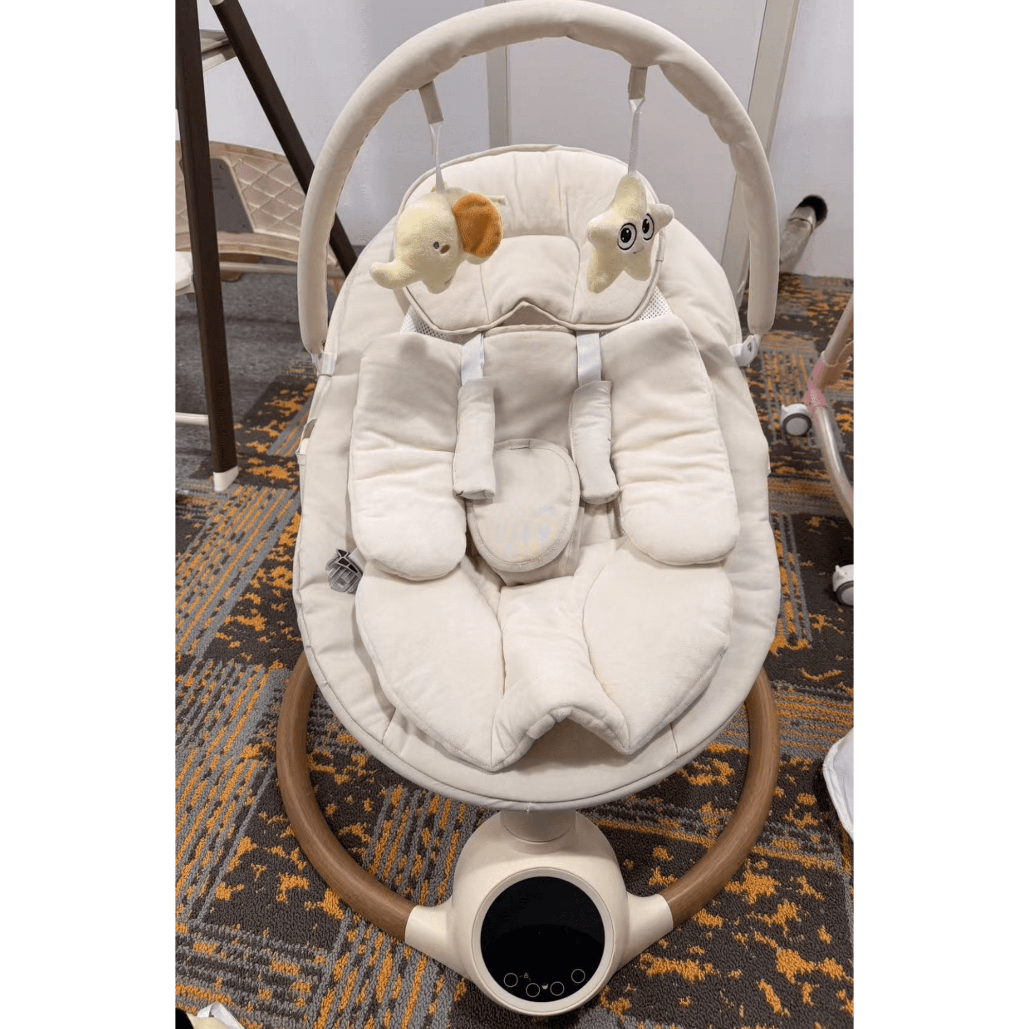Infant Swing for Babies with 5 Point Harness, Electric Baby Swing Chair with 5 Adjustable Speeds, Plush Seat Cushion, Bluetooth Music, Remote & Touch Screen