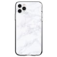 thumbnail image 1 of DistinctInk Clear Shockproof Hybrid Case for iPhone 12 / 12 PRO (6.1" Screen) - TPU Bumper, Acrylic Back, Tempered Glass Screen Protector - White Grey Marble Carrara, 1 of 2