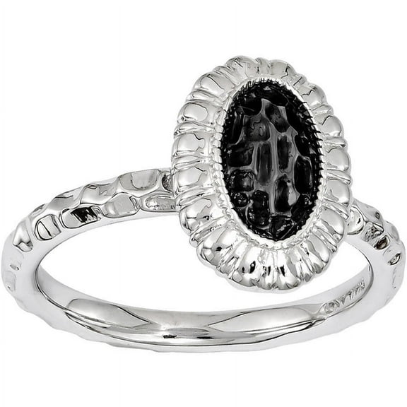 Sterling Silver Ruthenium-Plated Oval Ring