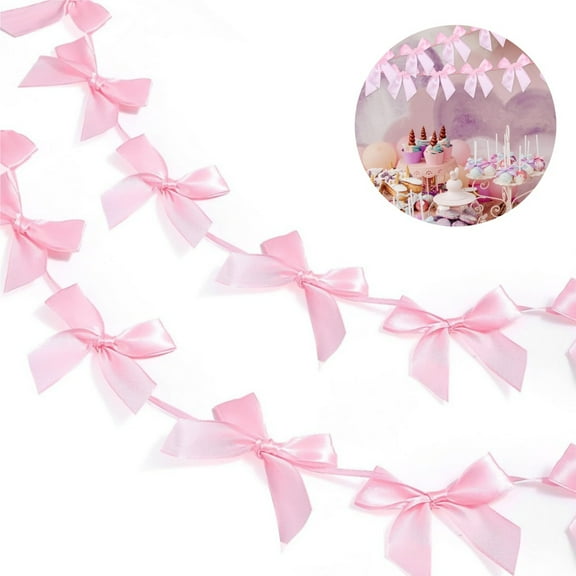 Pink Bow Garland Banner,QZS Reusable Garland Banner Decoration,2Pack Portable Party Decor for Engagement,Graduation,Anniversary