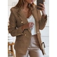thumbnail image 2 of Womens Double Breasted Tweed Blazers Casual Long Sleeve Open Front Blazer Jackets Work Suits, 2 of 5