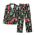 thumbnail image 4 of Womens Pajamas Trendy Christmas Prints Button Long Sleeve Long Pants Set Plus Size Sleepwear for Women, 4 of 4