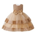 thumbnail image 2 of Kids Flower Girl Dress Beige Sleeveless Princess Girls Party Dress Primary School Graduation 4T, 2 of 8