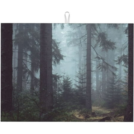 

Landscape Of Forest Dish Drying Mat For Kitchen Counter Large Absorbent Dish Drainer Super Absorbent Microfiber Dish Drying Pad 18x24 Inch