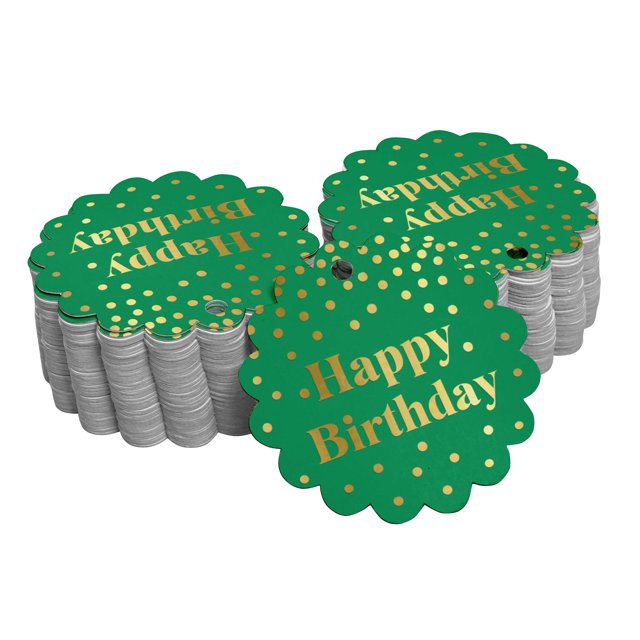 Inkdotpot 100 Pack Real Gold Foil Paper Tags Happy Birthday Favor Hang Tags