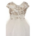 thumbnail image 3 of Big Girl Illusion Neckline Floral Sequin Shiny Pageant Flower Girl Dress USA Off White 12 JKS 2116 BNY Corner, 3 of 5