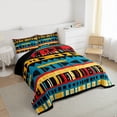 thumbnail image 3 of Manfei Retro Geometric Triangle Full Size Comforter Sets,Vintage Plaid Stripe Bedding Comforter Set,Colorful bohemian Style Bedding Sets For Girls Kids,Microfiber Bedroom Decor Reversible,3 Pieces, 3 of 8