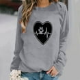 thumbnail image 3 of DDAPJ pyju Womens Dog Paw Graphic Long Sleeve Cerwneck Sweatshirts,Heartbeat Print Cute Pullover Sweatshirt Long Sleeve Crewneck Tunic Tops Gifts for Pet Lover, 3 of 3