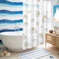thumbnail image 5 of No Hook Shower Curtain, White Conch Coastal Shower Curtains for Bathroom with See Through Top Window, Nautical Summer Beach Ocean Sea Waterproof & Washable Bath Curtain Stand Up Stall 36"x72", 5 of 9