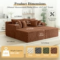 thumbnail image 2 of COOLHUT 74.8" Oversize Double Lounge Chaise Sofa Bed, Corduroy Sleeper Sofa, Deep Seat Floor Sofa with Pillows, Fluffy Sofa for Living Room, Apartment and Bedroom, No Assembly Required, Pumpkin Brown, 2 of 8